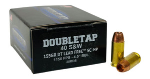 DoubleTap Ammunition 40155X .40 S&W 155 Grain Lead Flat Nose Jacketed Hollow Point - 20/50 Rounds