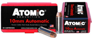 Atomic 00432 10mm Auto Bonded Match Hollow Point Centerfire Handgun Rounds, 180 Grain, 50 Rounds Per Box