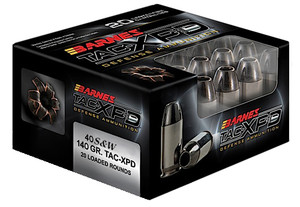 Barnes Bullets TAC-XPD Defense 40 S&W 140-Grain Nickel-Plated Copper Hollow Point Handgun Rounds (20 Rounds per Box, 10 Boxes per Case)