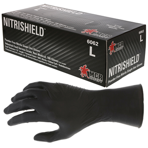 MCR Safety Nitri-Stealth Black Nitrile Disposable Gloves, Size Large - 6 Mil Thickness