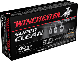 Winchester Ammo W40SWLF Lead-Free 40 S&W Full Metal Jacket Handgun Rounds, 120 Grains, 50 Rounds per Box