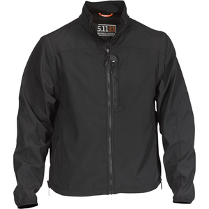 5.11 Tactical Valiant Softshell Jacket in Medium – Wind-Resistant Bonded Polyester for Light Patrol Duty
