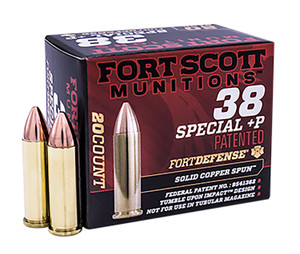 Fort Scott Munitions 38+P TUI Solid Copper Spun Bullet Handgun Ammo - 81 Grain for Home Defense