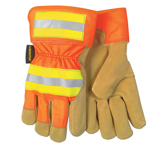 MCR Safety 19251L Reflective Pig Leather Palm Work Gloves, Large