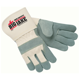 MCR Safety Big Jake Leather Palm Gauntlet Gloves, X-Large, Heavy Duty Work Gloves
