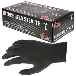 MCR Safety 6061M Black Nitrile Disposable Gloves, Medium - Food Grade, Powder-Free, 4 Mil Thickness