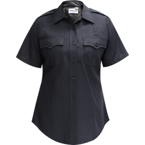 Flying Cross Justice Women's Short Sleeve Police Shirt with Traditional Collar - LAPD Navy, Size 42