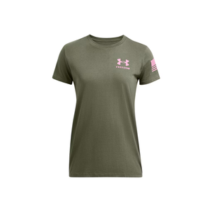 Under Armour Women's UA Freedom Banner T-Shirt - Medium, Marine Od Green / Meta Pink