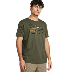 Under Armour Men's UA Freedom Flag Printed T-Shirt in Marine OD Green, Size Medium