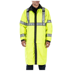 5.11 Tactical Long Rev Hi-Vis Rain Coat in X-Large with Waterproof and High Visibility Features