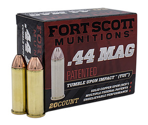 Fort Scott Munitions 44 Rem Mag TUI Ammo - 200 Grain Solid Copper Spun for Home Defense