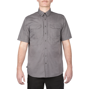 5.11 Tactical Stryke Short-Sleeve Shirt with Flex-Tac Mechanical Stretch Fabric – Storm, Medium