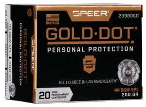 Speer Ammo Gold Dot 23980GD 44 S&W Special 200 Grain Hollow Point Centerfire Handgun Rounds