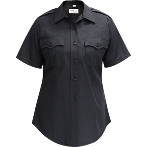 Flying Cross Deluxe Tropical Women's Short Sleeve Shirt with Traditional Collar in LAPD Navy, Size 40