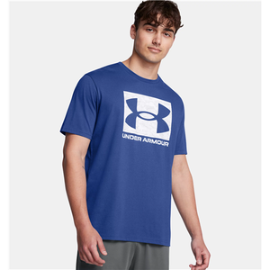 Under Armour Men's UA ABC Camo Boxed Logo Short Sleeve in Tech Blue / White, Large