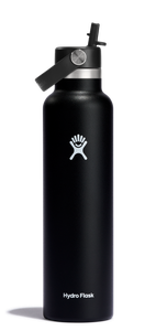 Hydro Flask Standard Mouth 24oz Insulated Water Bottle with Flex Straw, Black