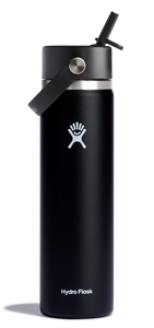 Hydro Flask W24BFS001 Wide Mouth Insulated Water Bottle with Flex Straw Cap - 24oz, Black