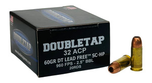 DoubleTap Ammunition DTAP 32A60X 32 ACP 60 Grain Lead Flat Nose Self-Defense Round