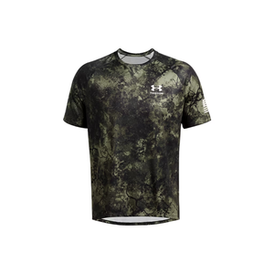 Under Armour Men's UA Tech Freedom Camo Short Sleeve, 2X-Large Marine Od Green / Summit White