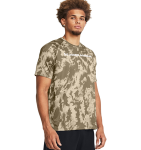 Under Armour Men's UA Tech ABC Camo Short Sleeve Shirt - Khaki Base, Small