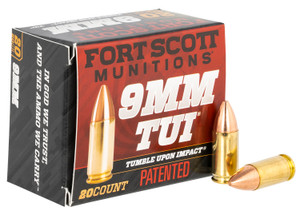 Fort Scott Munitions 9mm Luger Solid Copper Spun TUI Handgun Ammo - 80 Grain for Home Defense