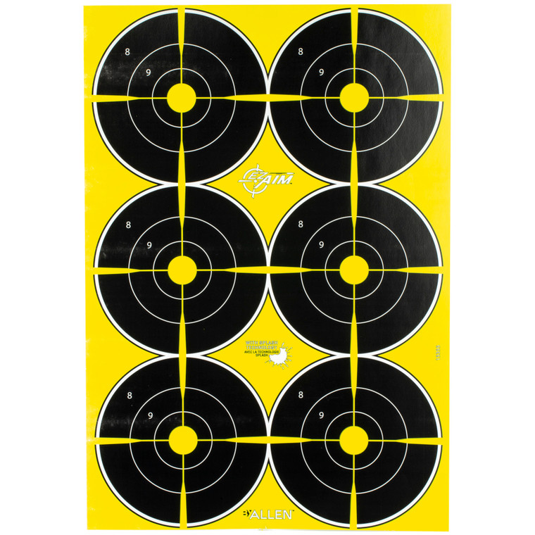 Allen Company EZ Aim Non-Adhesive Paper Splash Shooting Targets – 12 x 18 Inches, Pack of 8
