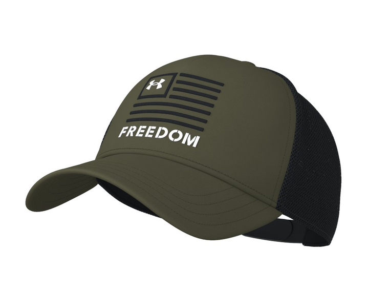Under Armour UA Freedom Trucker Hat with Pre-Curved Visor, Marine OD Green