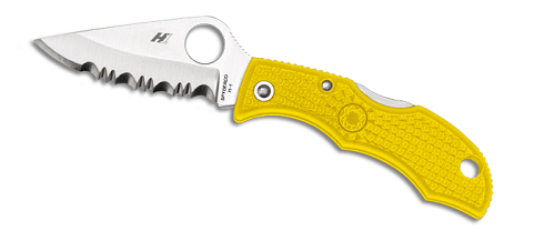 Spyderco Ladybug 3 LYLS3 Compact Serrated Folding Knife with Yellow Handle