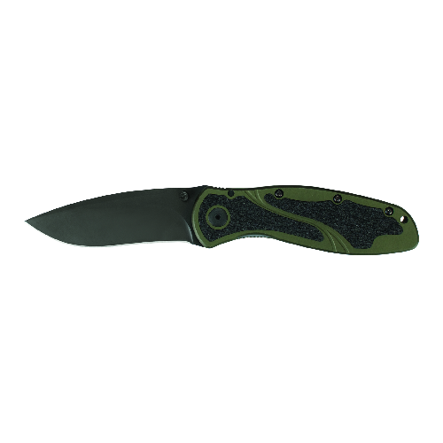 Kershaw Blur Drop Point Folding Knife with Black Blade and OD Green Handle - Part Number 1670OLBLK