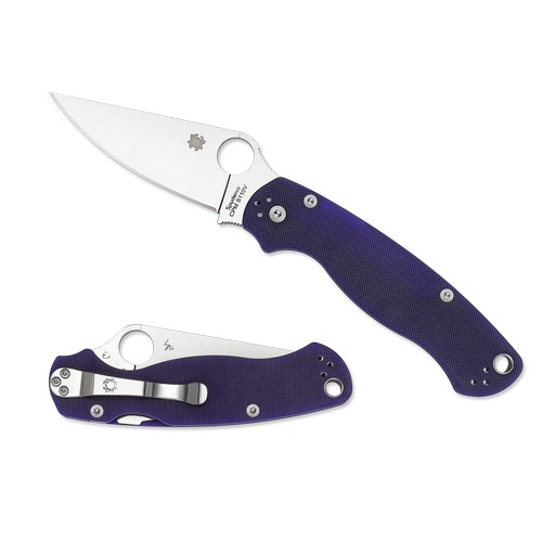 Spyderco Para Military 2 C81GPDBL2 Tactical Folding Knife with Satin Blade and Dark Blue Handle