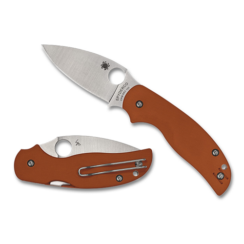 Spyderco Sage 5 Burnt Orange G-10 CPM REX 121 PlainEdge Knife - High-Performance EDC Blade