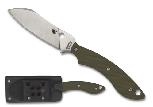Spyderco Stok Drop Point Fixed Blade Knife – Compact Urban Carry with Olive Drab G-10 Handle