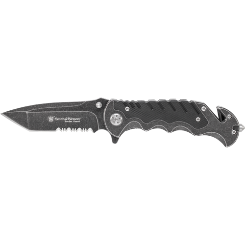 Smith & Wesson Border Guard SWBG10S Liner Lock Folding Knife with Stone Washed Blade and G-10 Handle
