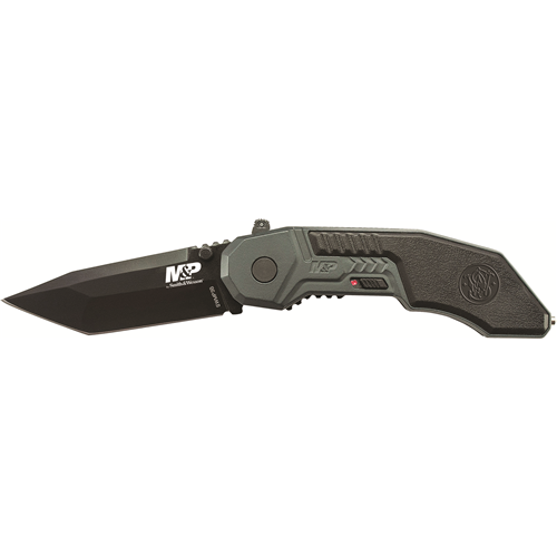 Smith & Wesson Military Police Magic Assisted Tanto Knife with Plain Edge and Black/Gray Handle