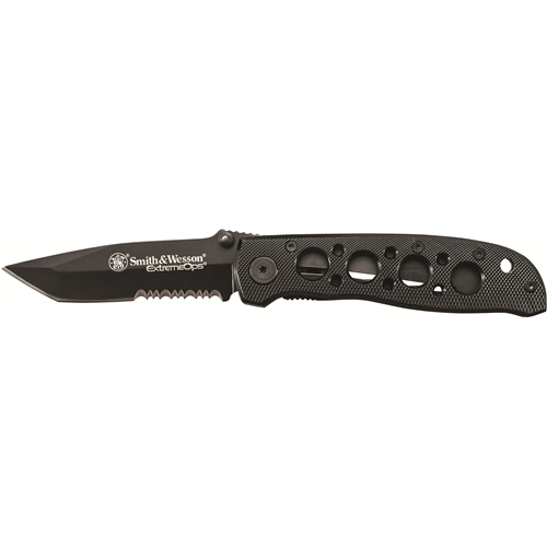 Smith & Wesson Extreme Ops CK5TBS Folding Knife with Serrated Blade and Aluminum Handle