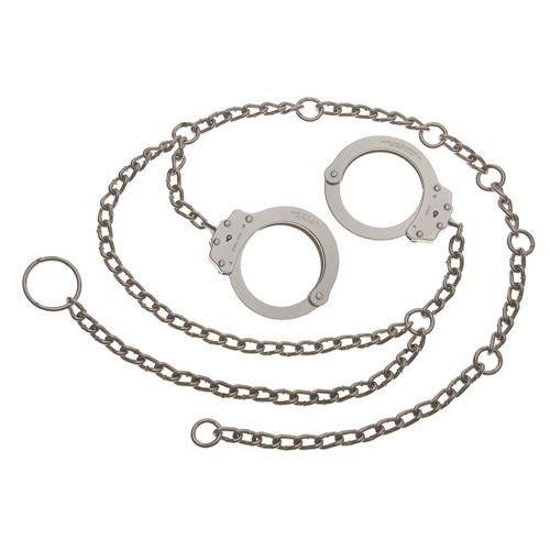 Peerless Handcuff Company Model 7002C Waist Chain with Oversized Handcuffs - Nickel Finish