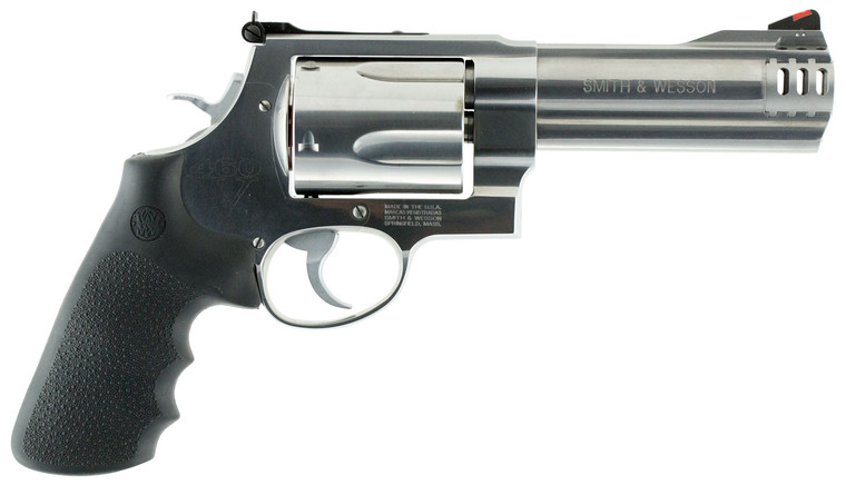 Smith & Wesson Model 460XVR Revolver - 5 inch Stainless Steel, 460 S&W Magnum, Exposed Hammer, Black Finger Grooved Grips