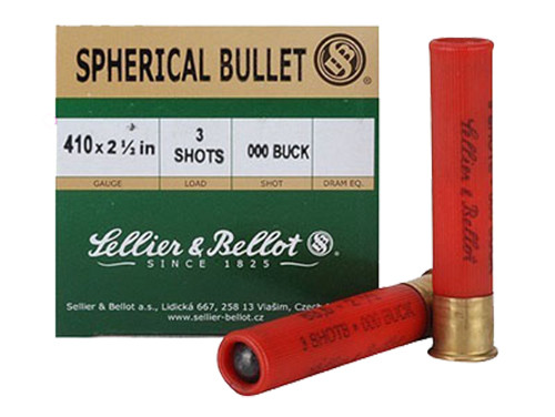 Sellier & Bellot SB410A 410 Gauge Buckshot – 2.5 Inch, 000 Buck, 1247 fps, 25 Rounds per Box