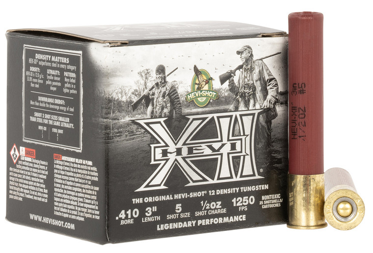 Hevi-Shot HEVI-XII 410 Gauge Shotshells - 3 Inch, 5 Shot Size, 0.5 Oz, 1250 fps, 25 Rounds per Box