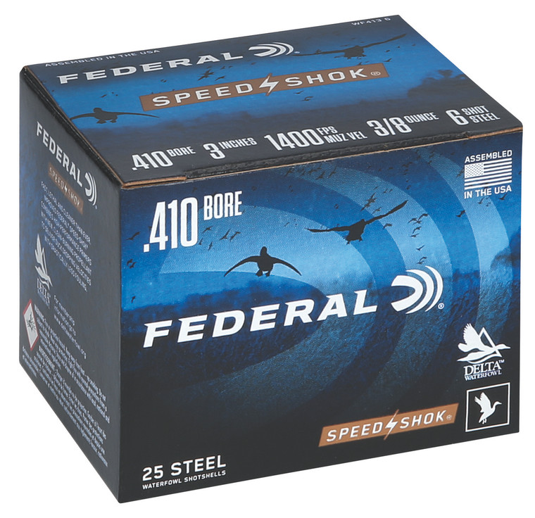 Federal Speed-Shok 410 Gauge Steel Shotgun Ammunition - 3/8 oz, 6 Shot, 1400 fps, 25 Rounds