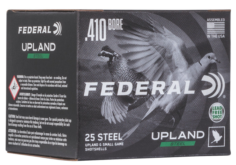 Federal Upland Steel Shotshells for 410 Gauge Hunting – 3 Inch, 7.5 Shot, 1400 fps, 25 Rounds per Box