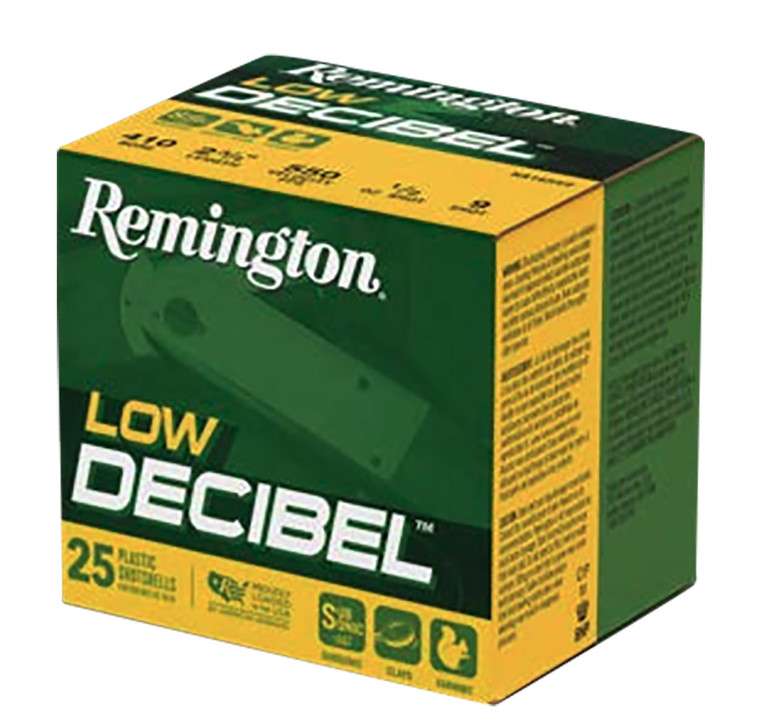 Remington Ammunition R20740 Low Decibel 410 Gauge Shotshells – 2.50-inch, 9 Shot, 1/2 oz, 25 Rounds Per Box