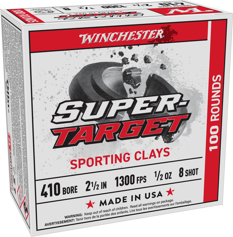 Winchester Ammo TRGTS418 .410 Bore Shotshell Lead Loads, 2.5 Inch, 1/2 Ounce, 8 Shot, Pack of 25/10