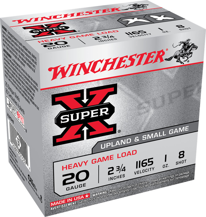 Winchester Ammo Super X 20 Gauge 2.75 Inch 1 oz Lead Shot with Shot Size 8 - Reliable Hunting Load