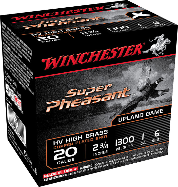 Winchester Ammo X20PH6 Super Pheasant 20 Gauge Copper-Plated Lead Shot, 2.75 Inch, 1 Ounce, Shot Size 6, 1300 fps, 25 Rounds per Box