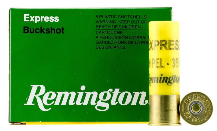 Remington Ammunition 20 Gauge Buckshot - 3 Buck, 2.75 Inch, 20 Pellets - 5 Rounds per Box
