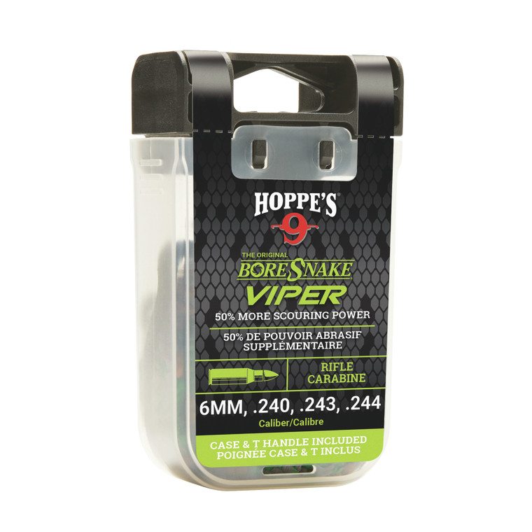 BoreSnake Viper Rifle 243/6mm with Den by BoreSnake Part 24012VD - Premium Bore Cleaner for Rifles