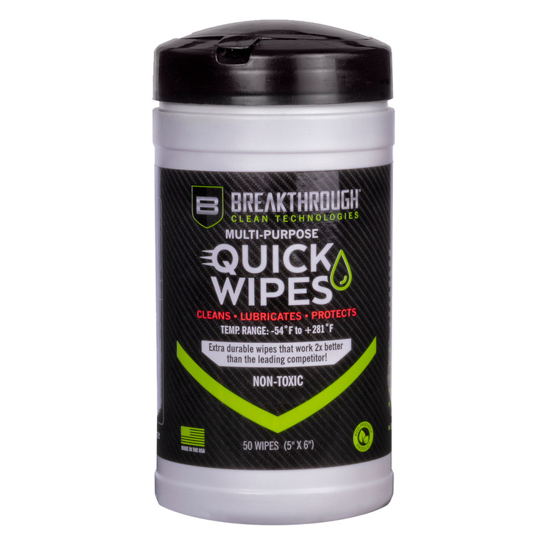 Breakthrough Clean Technologies BCT Synthetic CLP Quick Wipes - 50 Count Multi-Purpose Cleaning, Lubricating & Protecting Wipes