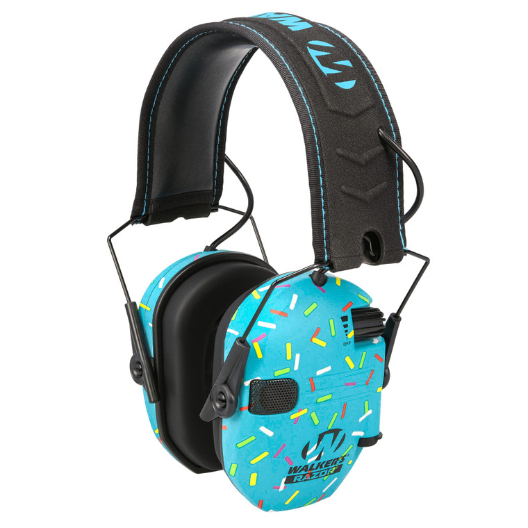 Walker's Razor Slim Electronic Earmuff Blue - Low-Profile Hearing Protection