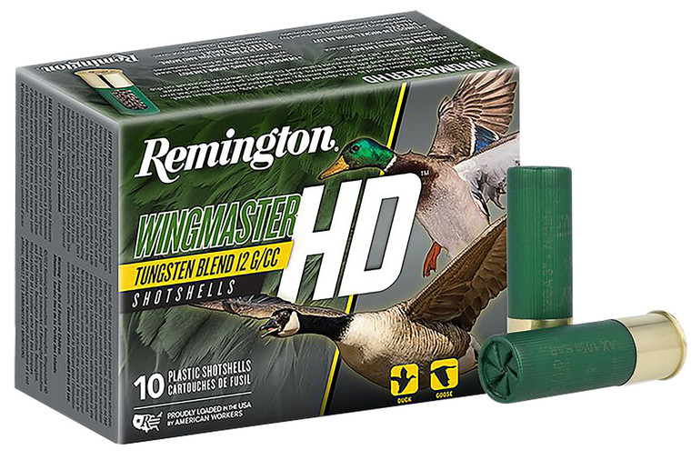 Remington Ammunition Wingmaster HD 12 Gauge Tungsten Shotshells – 3 Inch, 4 Shot Size, 1 1/4 oz, 1450 fps - Box of 10 Rounds